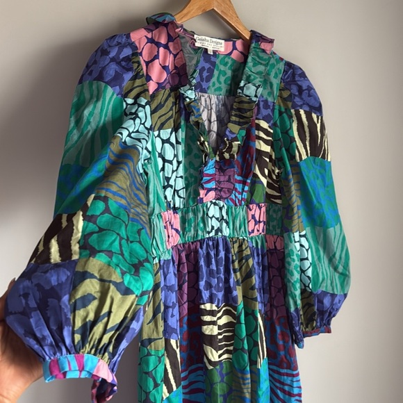 Geisha Designs for Anthropologie Long-Sleeve Printed Maxi Dress Large - Picture 9 of 15